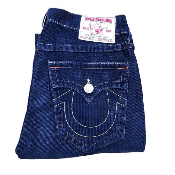 True Religion Jeans Size 34 RICKY Corduroy Blue - Picture 10 of 12